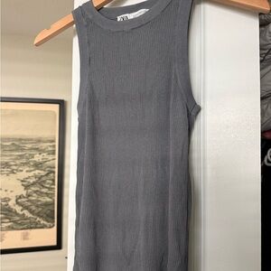 Zara Charcoal Ribbed Knit Top